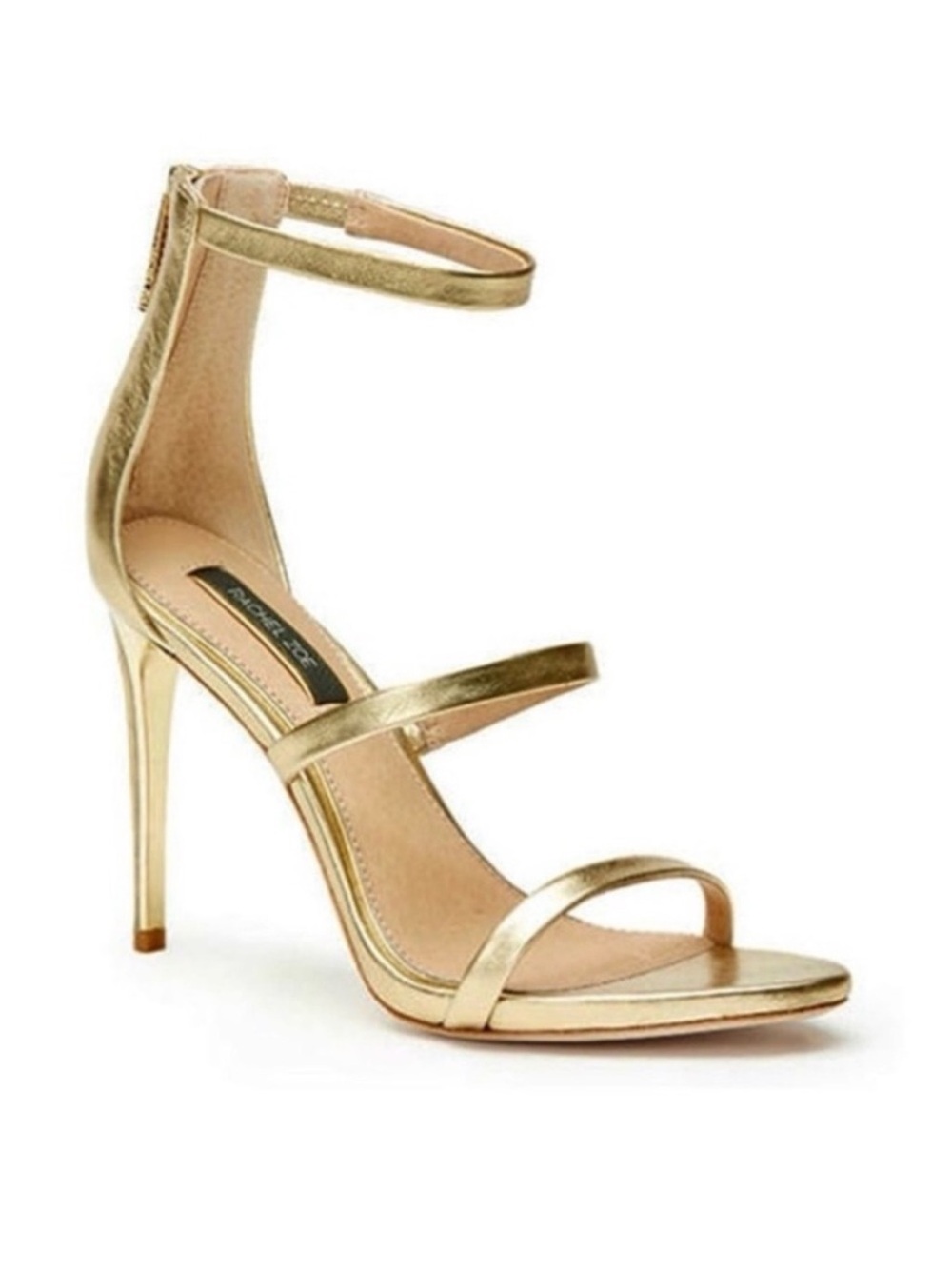 RACHEL ZOE Women’s Viv three strap metallic gold heels🤩🤩